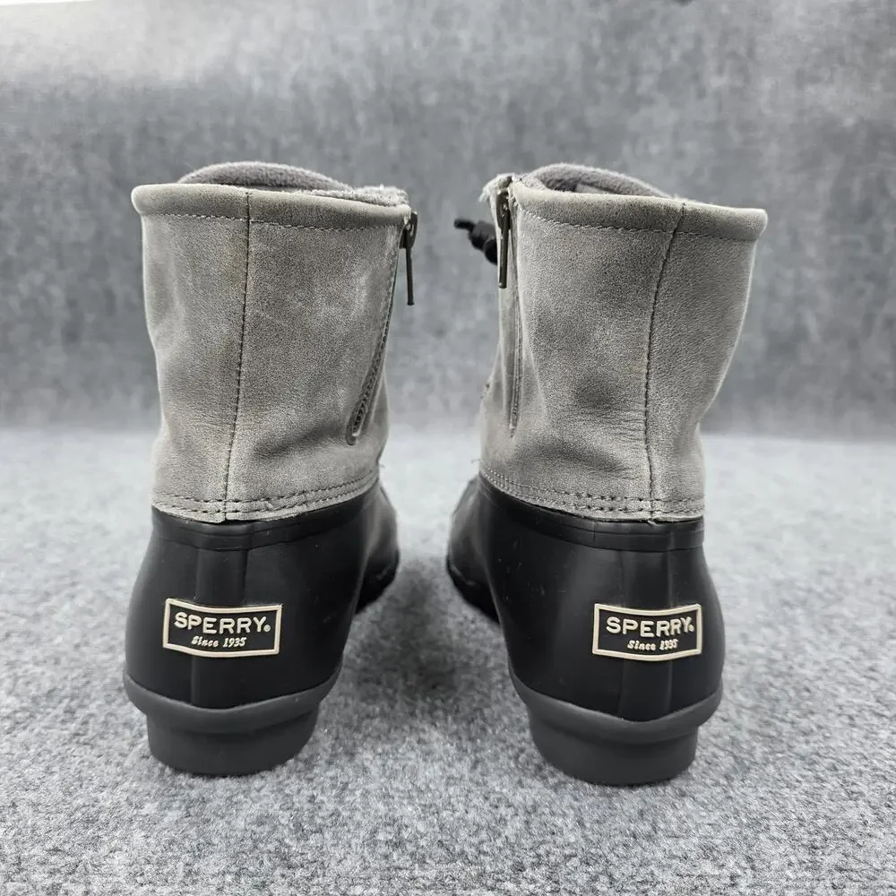 Sperry Boots Womens 8.5 Gray Duck Ankle Zip Snow Winter Water Resistant STS81732
